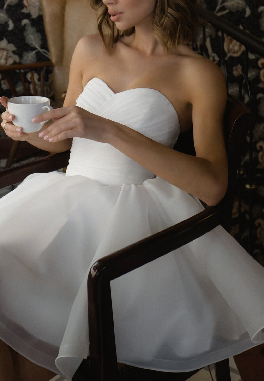 Sweetheart Strapless Pleated A-Line Short Beach Wedding Dress