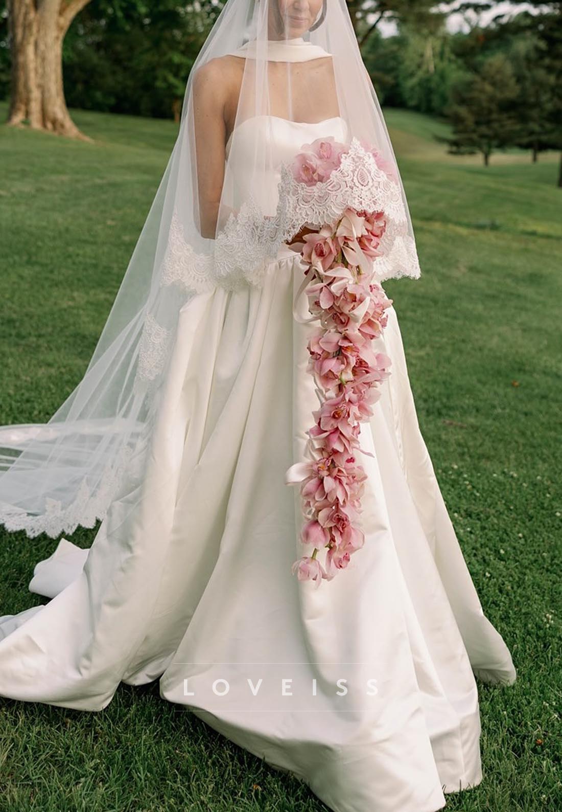 Sweetheart Strapless Pleated A-Line Simple Wedding Dress