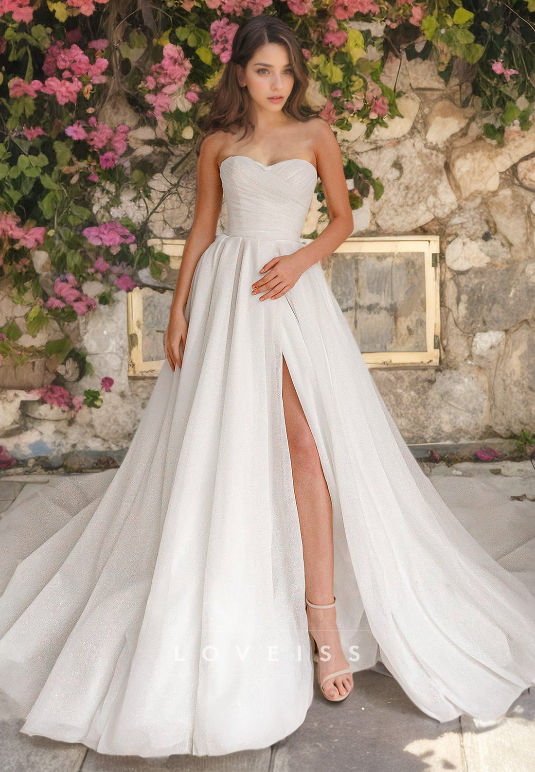 Sweetheart Strapless Pleated A-Line Wedding Dress