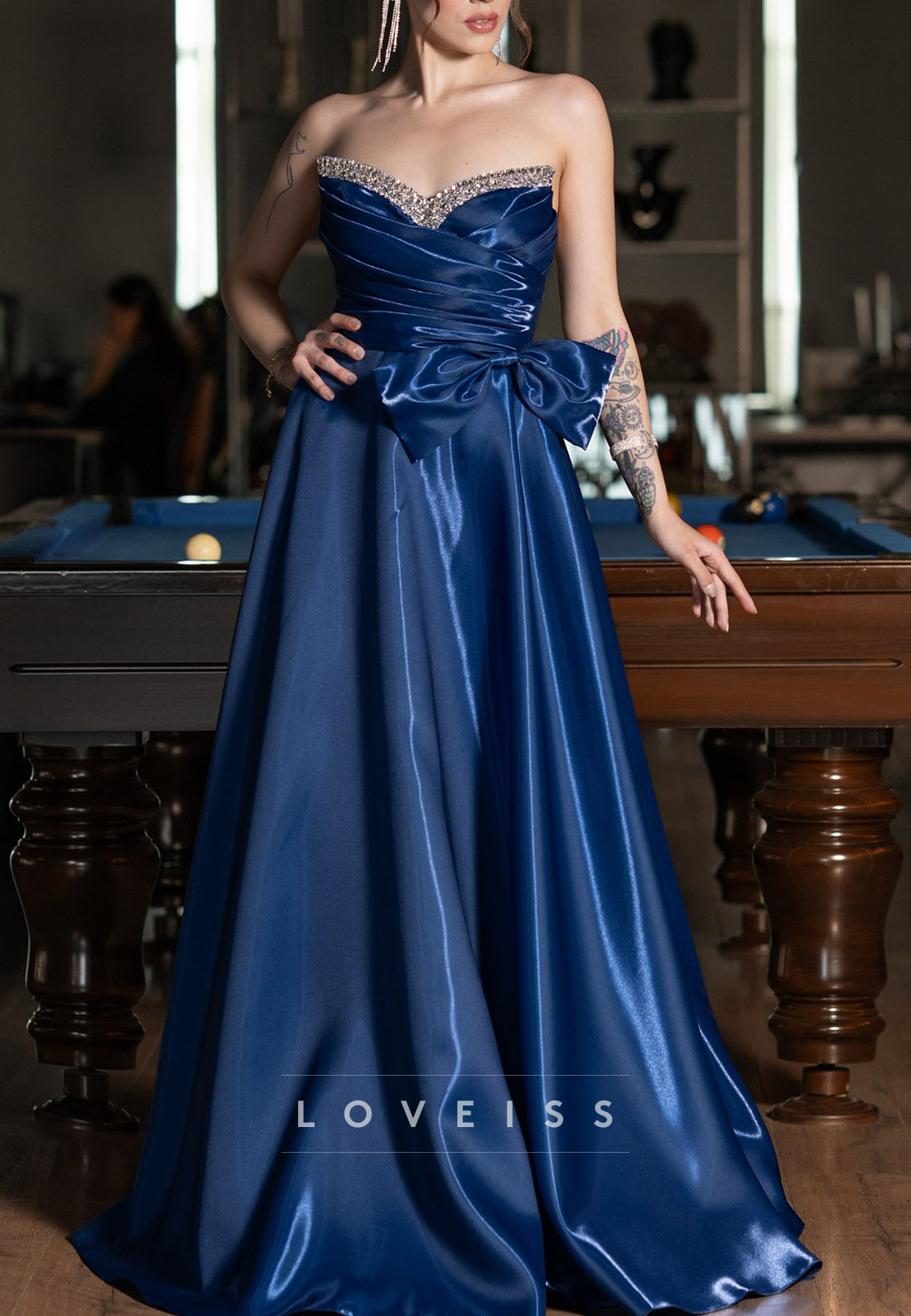 Sweetheart Strapless Pleated Beaded Sleek A-Line Mother of Bride Dress