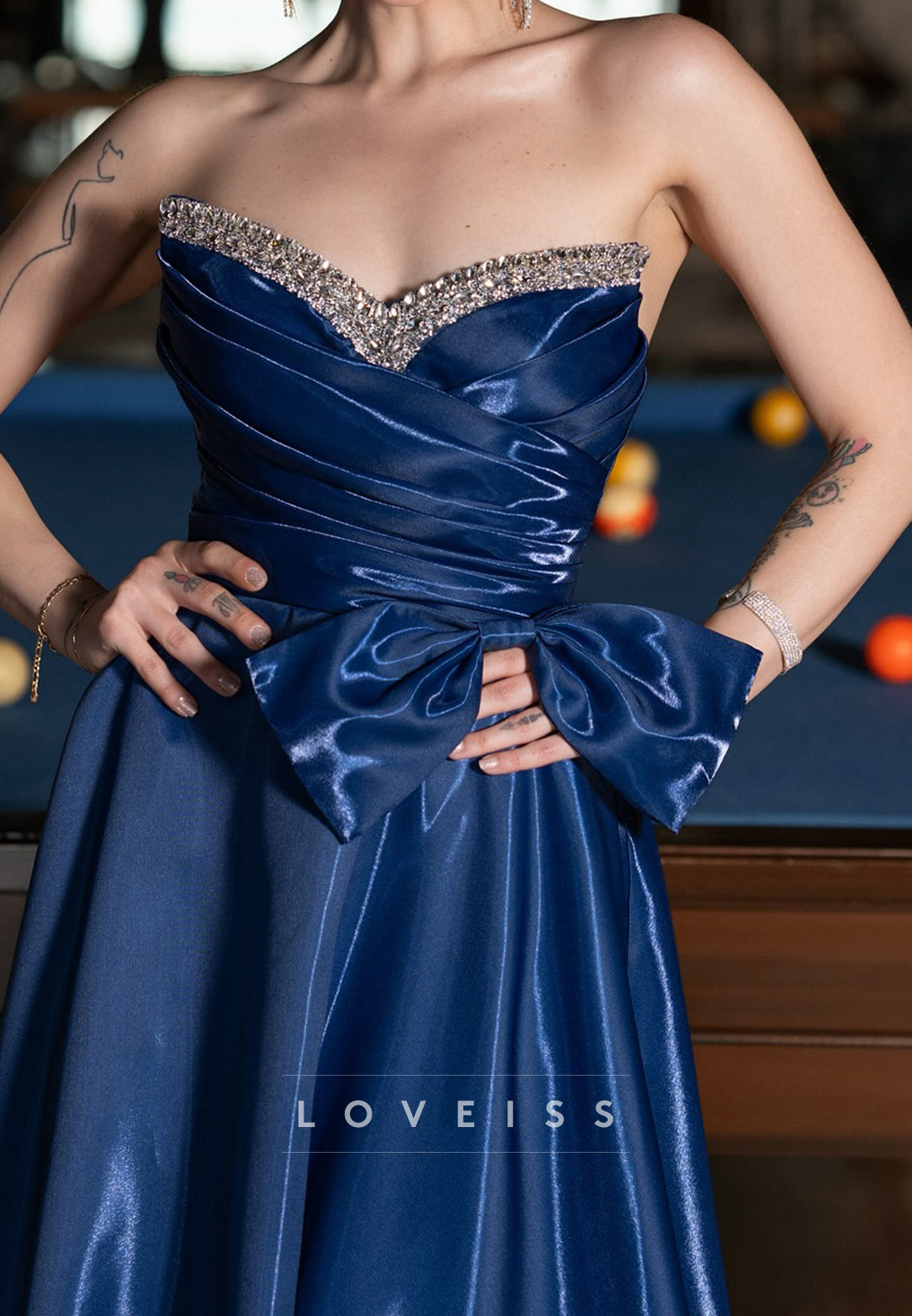 Sweetheart Strapless Pleated Beaded Sleek A-Line Mother of Bride Dress