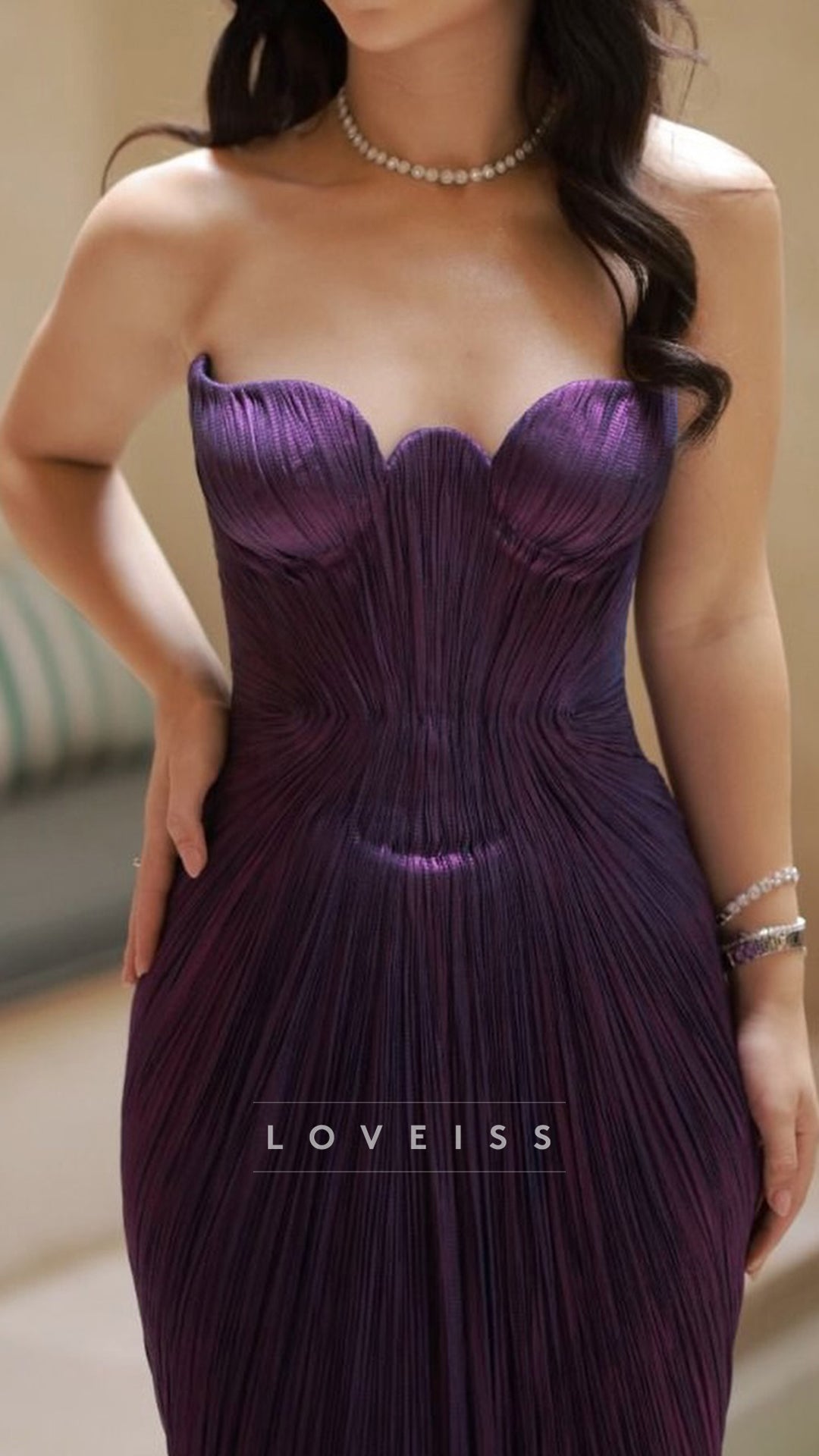 Sweetheart Strapless Pleated Mermaid Formal Dress