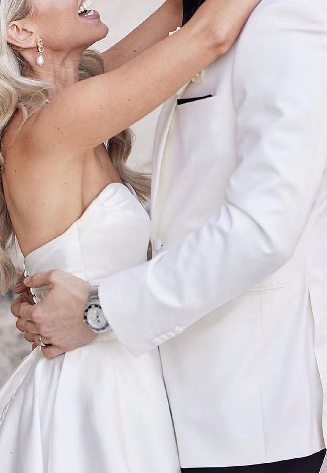 Sweetheart Strapless Sleek Satin Simple A-Line Wedding Dress