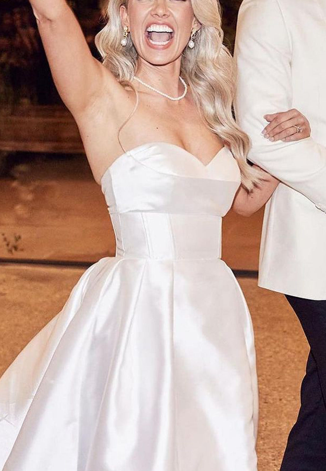 Sweetheart Strapless Sleek Satin Simple A-Line Wedding Dress