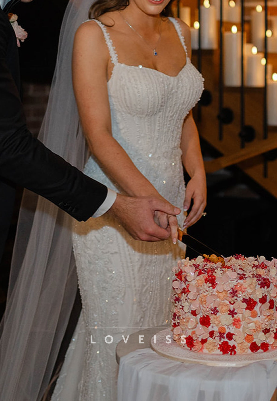 Sweetheart Straps Appliques Mermaid Wedding Dress