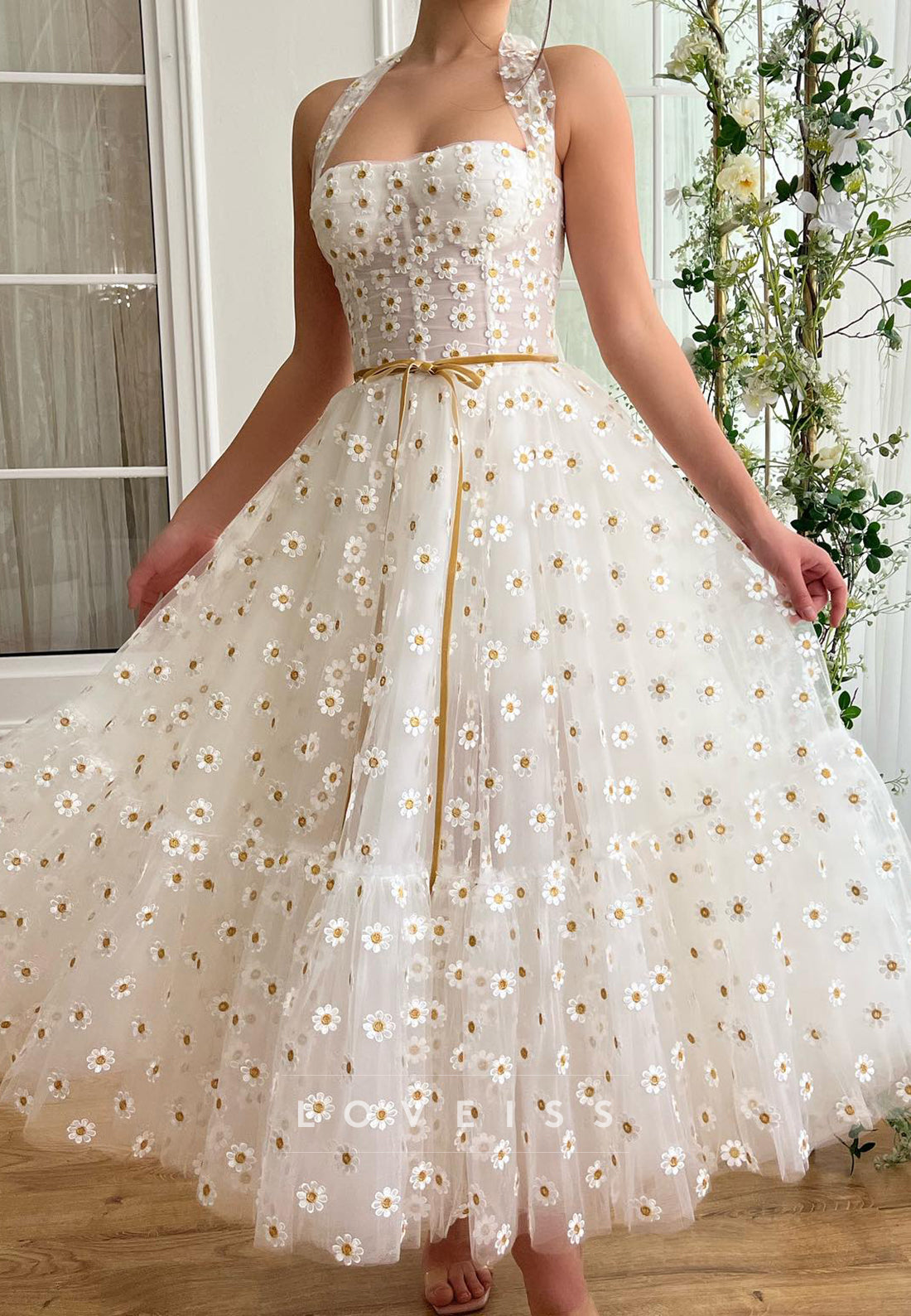 Sweetheart Straps Appliques Tulle Prom Dress A-Line Party Dress