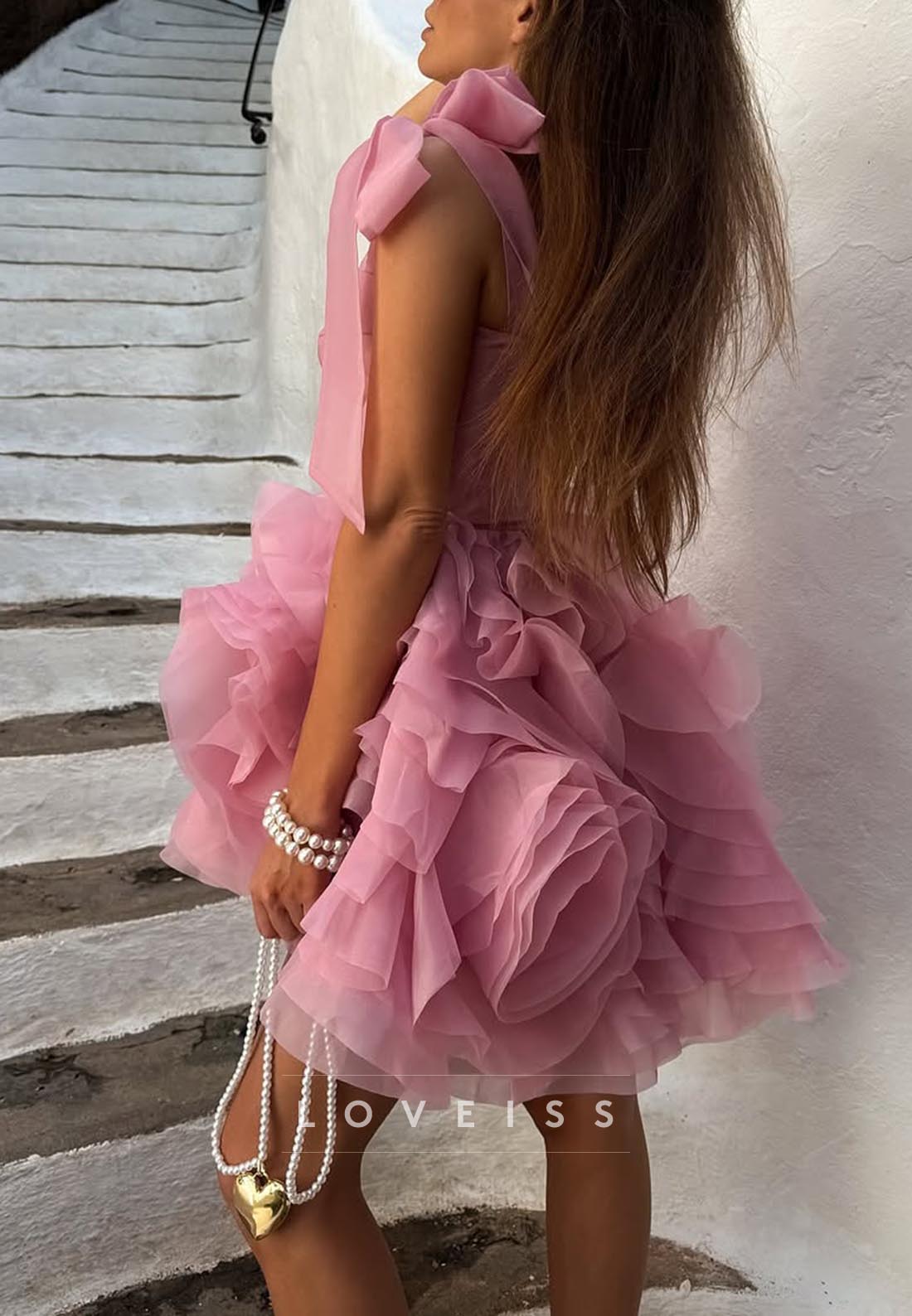 A-Line Sweetheart Tulle Elegant Party Homecoming Dress with Bow Detail