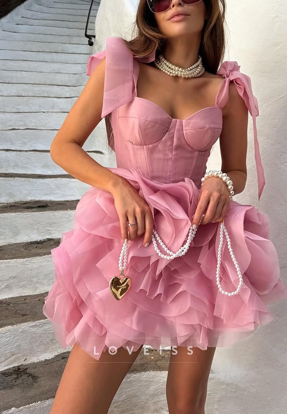 A-Line Sweetheart Tulle Elegant Party Homecoming Dress with Bow Detail