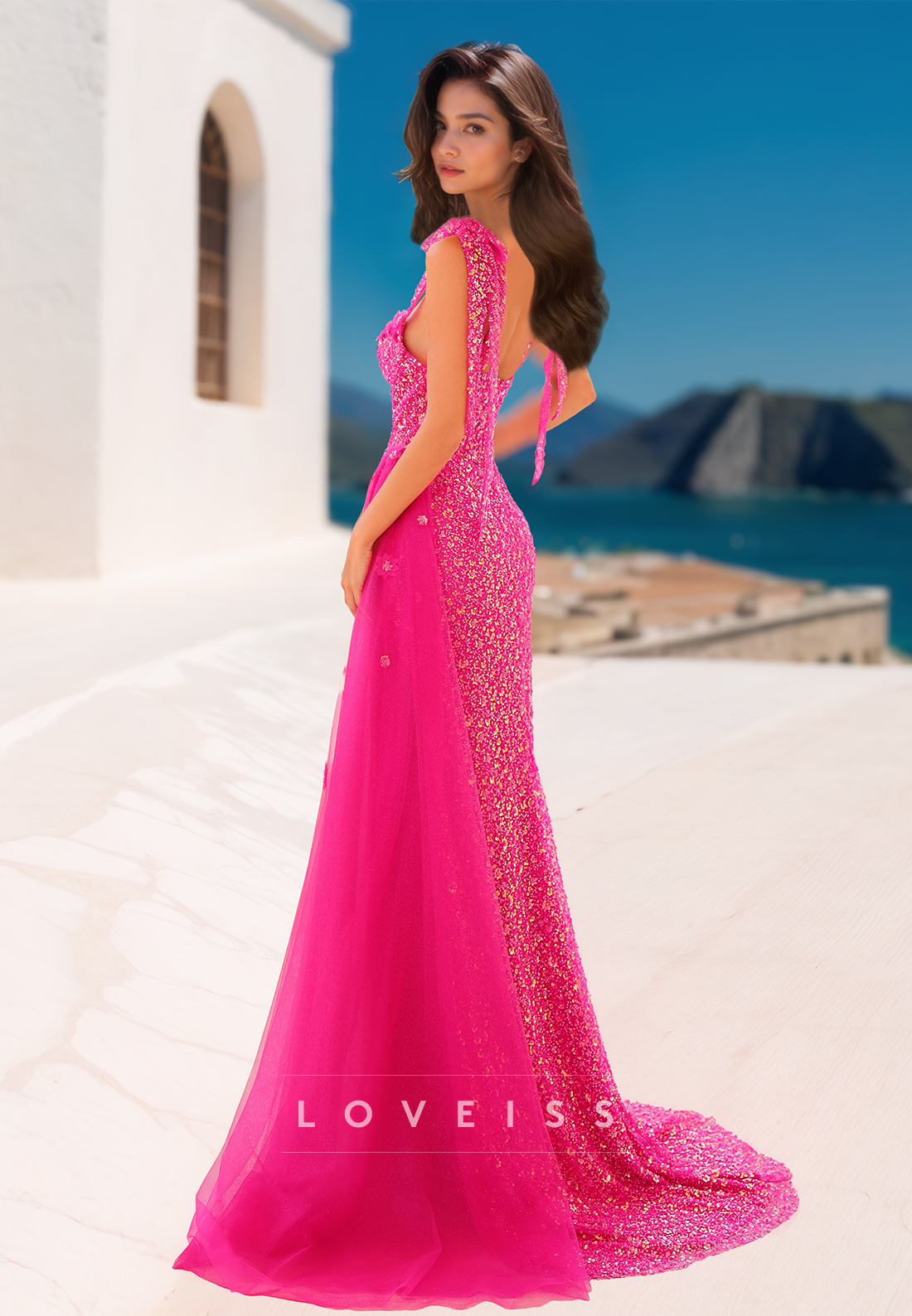 Sweetheart Straps Bead Embroidery Side Slit Sheath Prom Dress