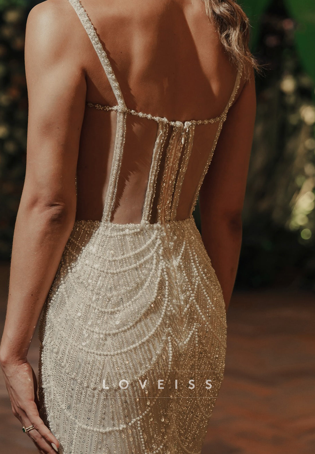 Sweetheart Straps Beaded Embroidery Sheath Short Wedding Dress