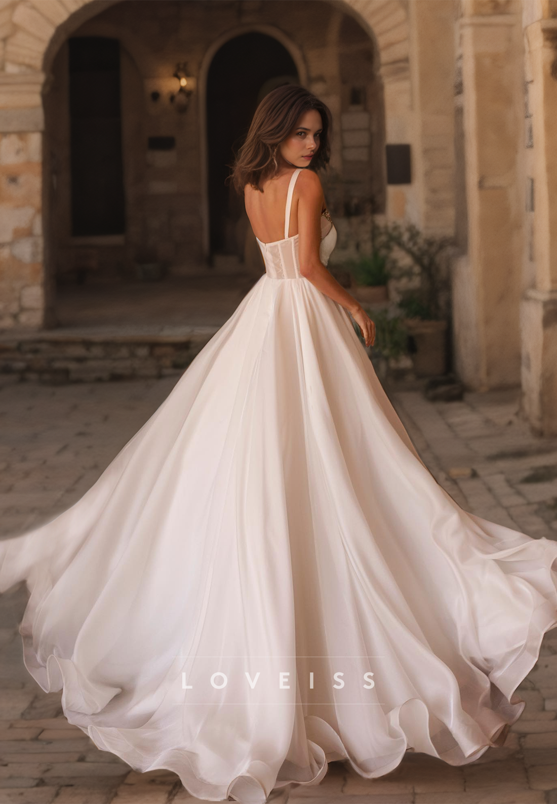 Sweetheart Straps Beaded Pleated A-Line Wedding Dress