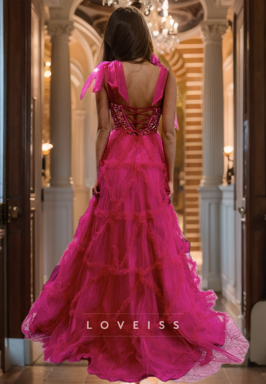 Sweetheart Straps Beaded Tulle A-Line Prom Dress