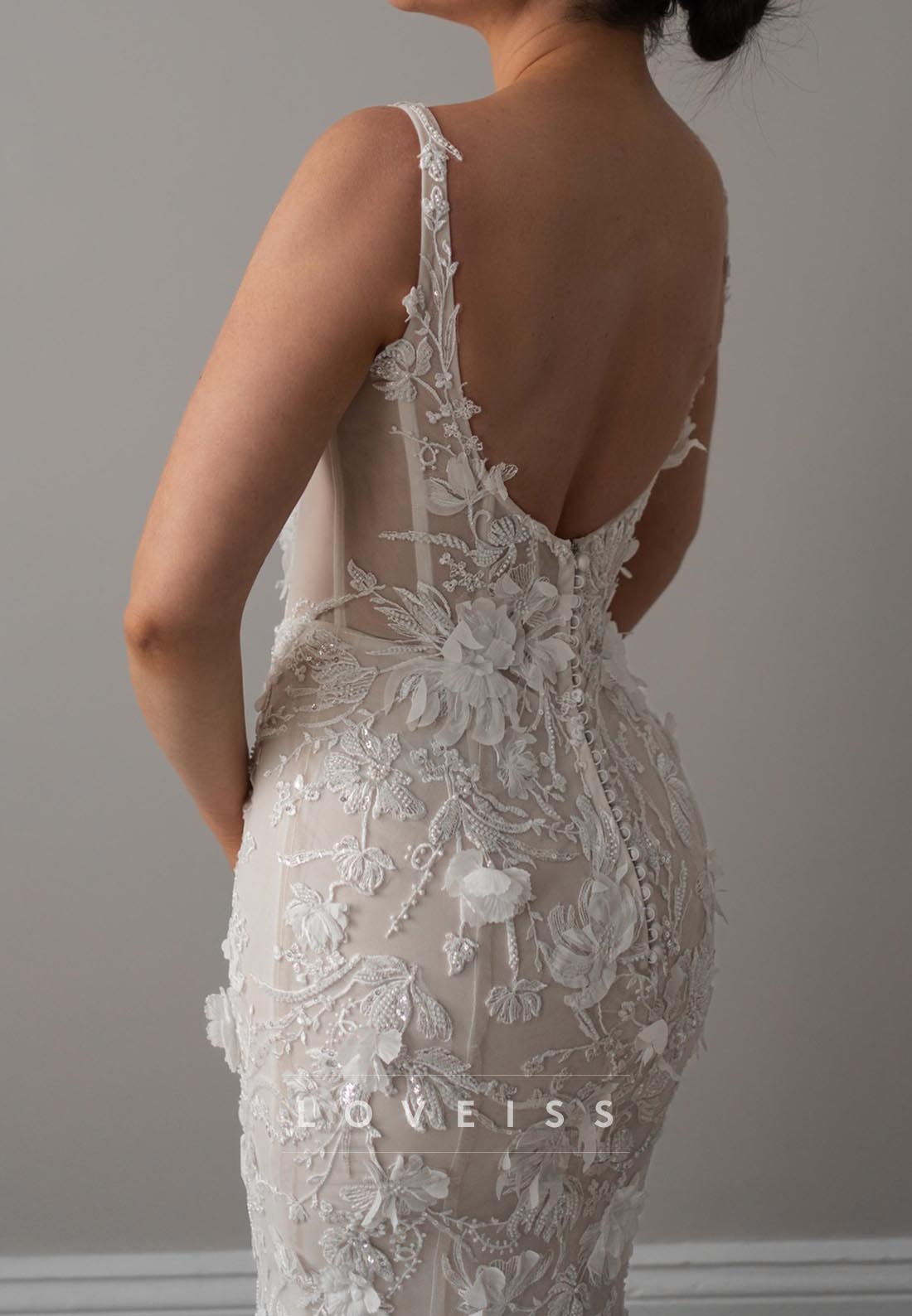 Sweetheart Straps Floral Appliques Mermaid Wedding Dress