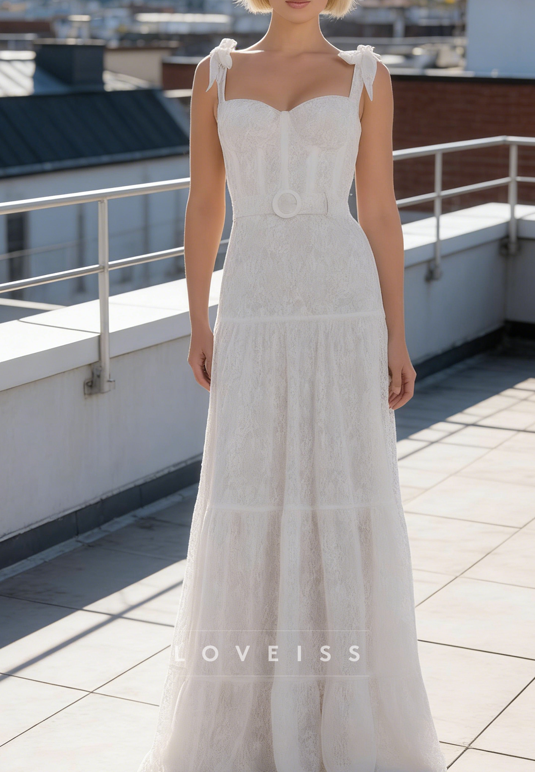 Sweetheart Straps Lace Appliques A-Line Prom Dress