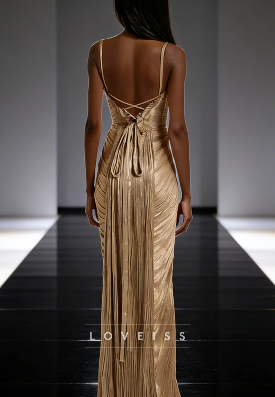 Sweetheart Straps Pleated Mermaid Evening Dress