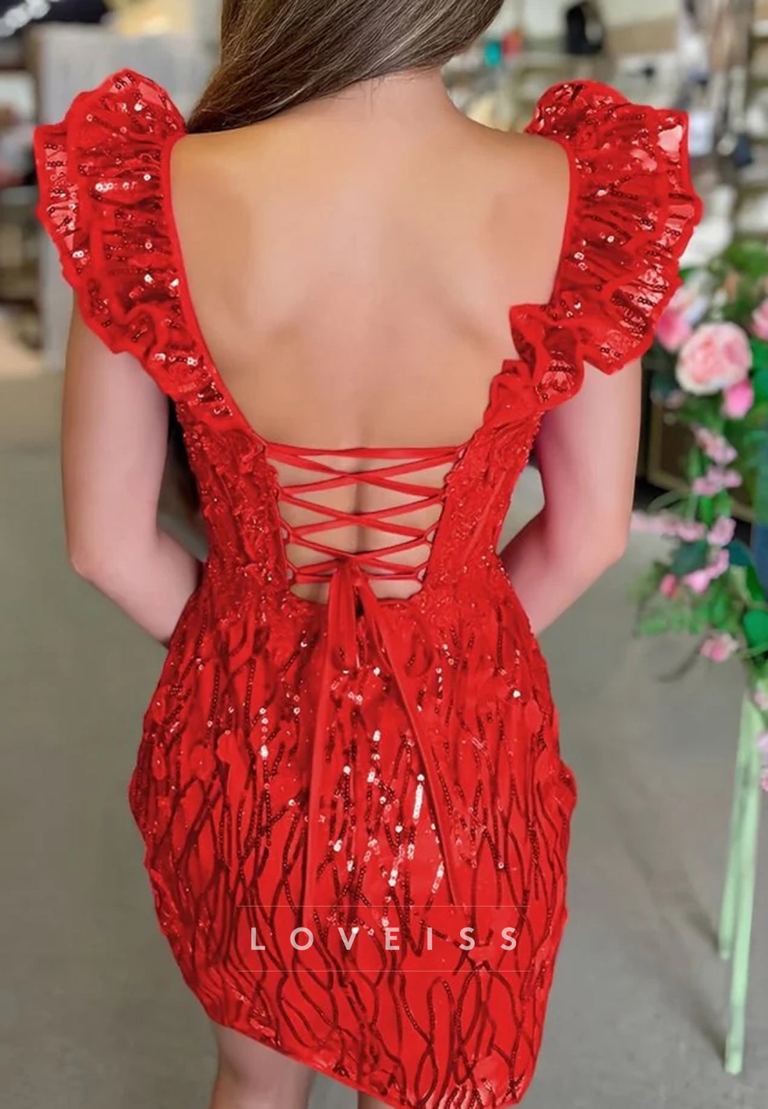Sweetheart Straps Sequins Appliques Sheath Party Homecoming Dress