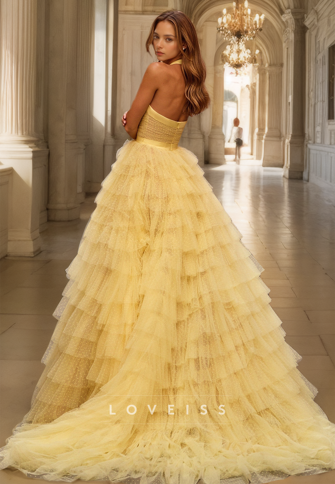 Sweetheart Straps Side Slit Tiered Tulle Ball Gown Prom Dress