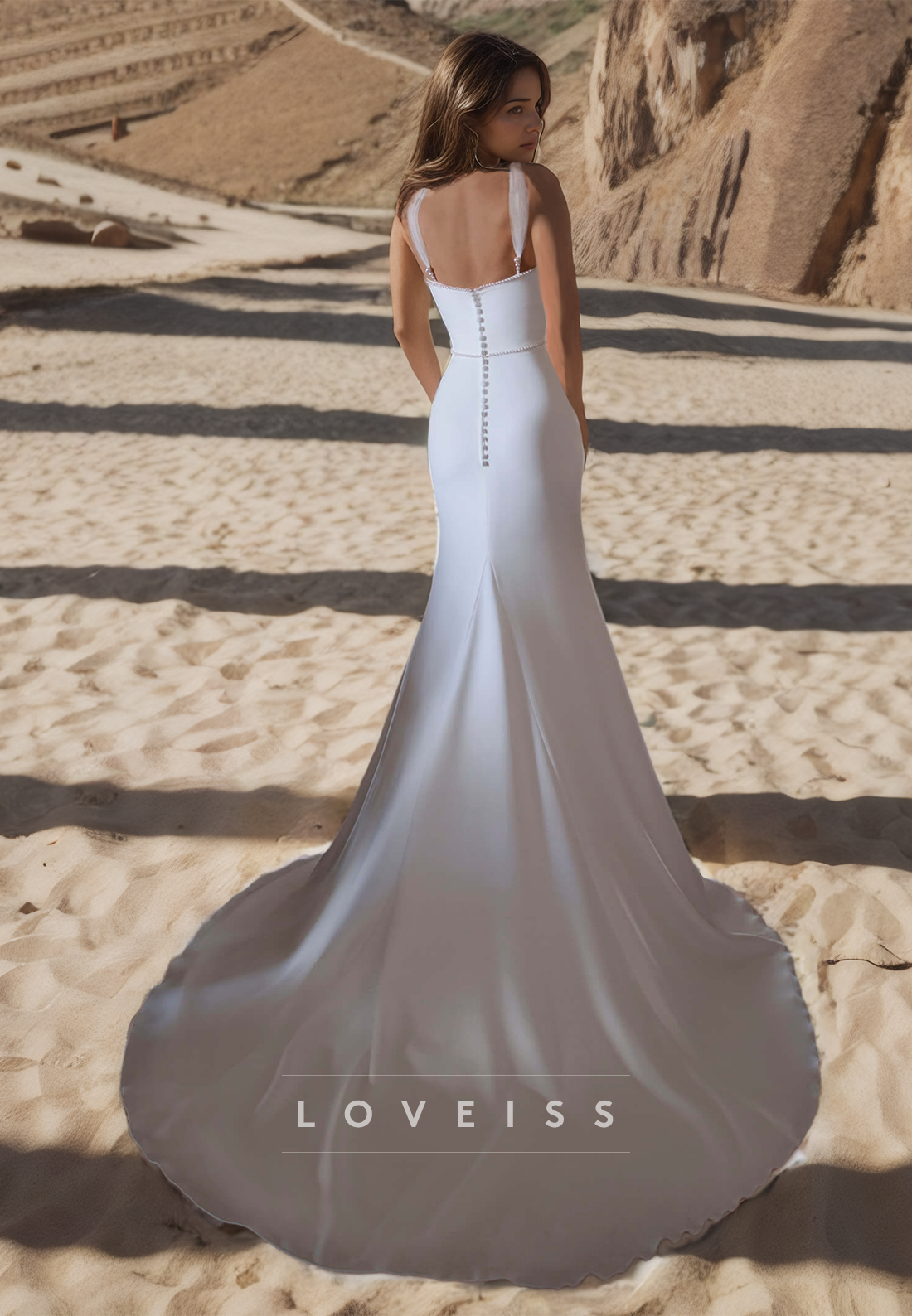 Sweetheart Straps Sleek Mermaid Beach Wedding Dress