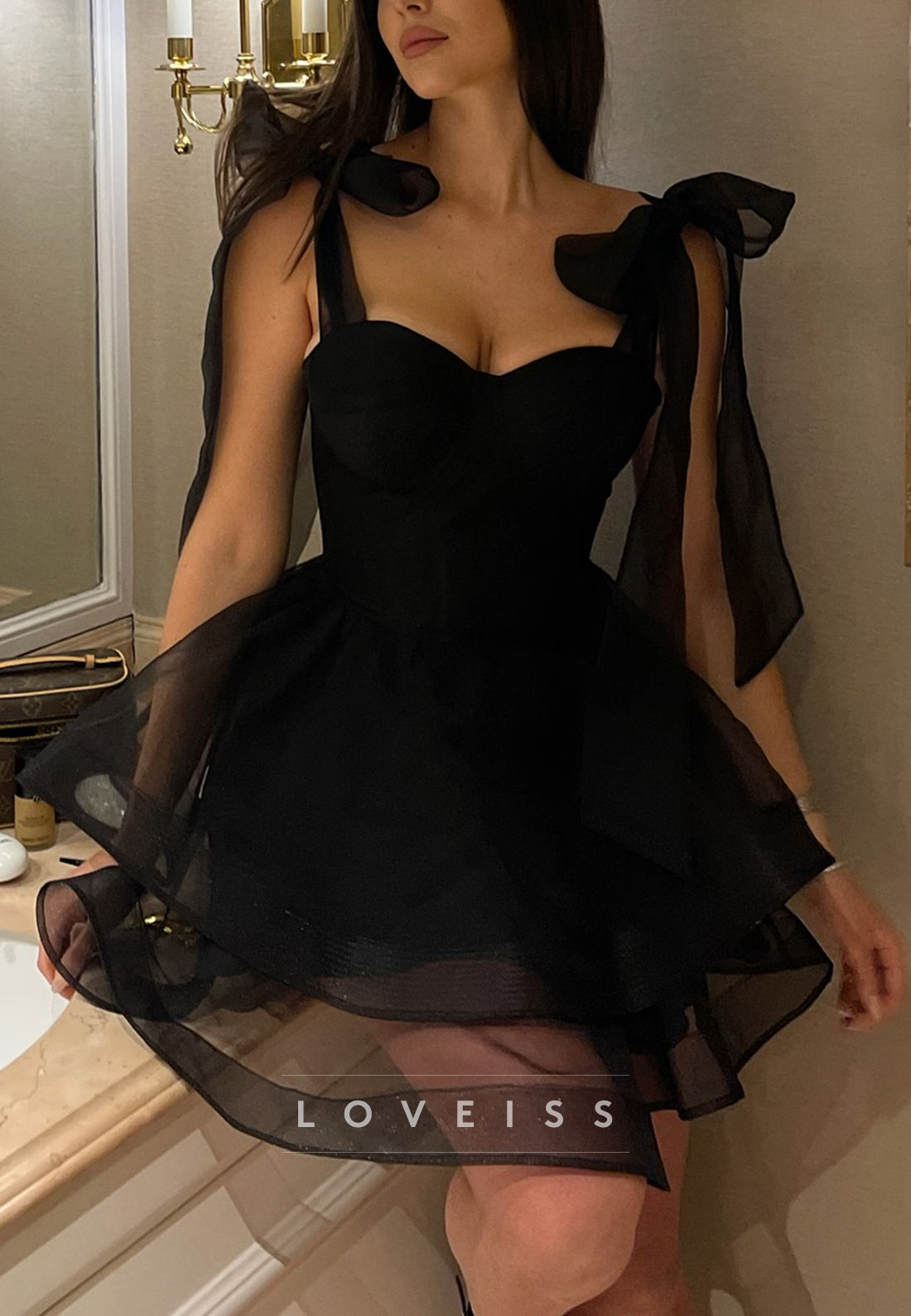 Sweetheart Straps Tiered Pleated A-Line Party Homecoming Dress