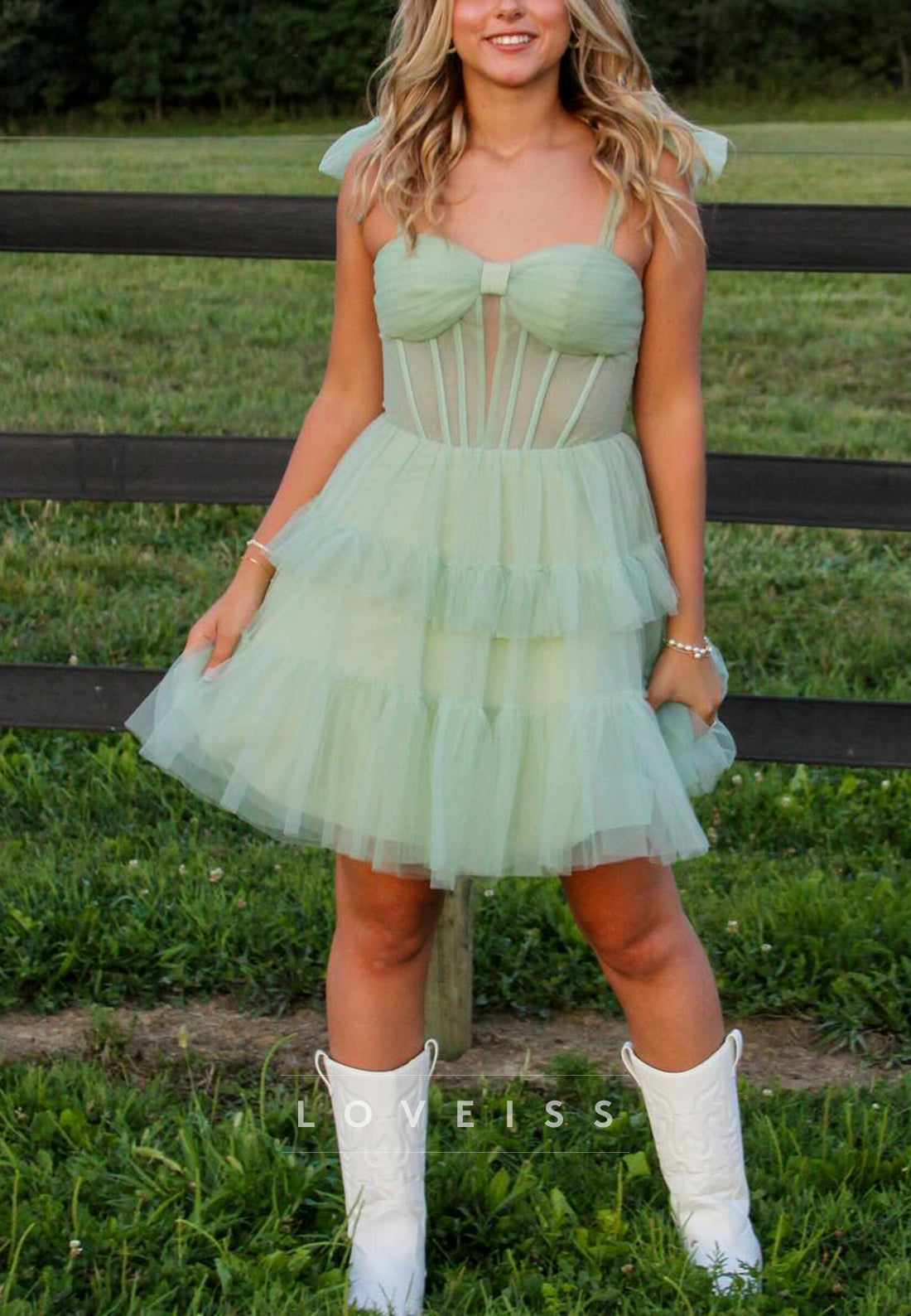 Sweetheart Straps Tulle A-Line Short Party Homecoming Dress