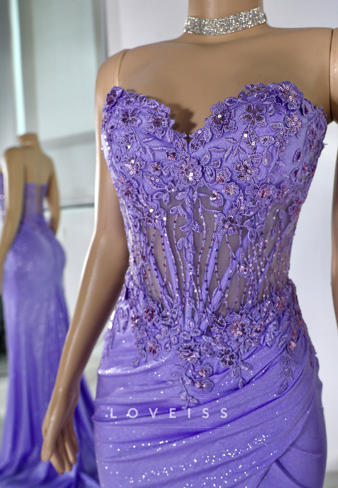 Sweetheart Sleeveless Appliques High Slit Ruched Prom Dress for Black Girls