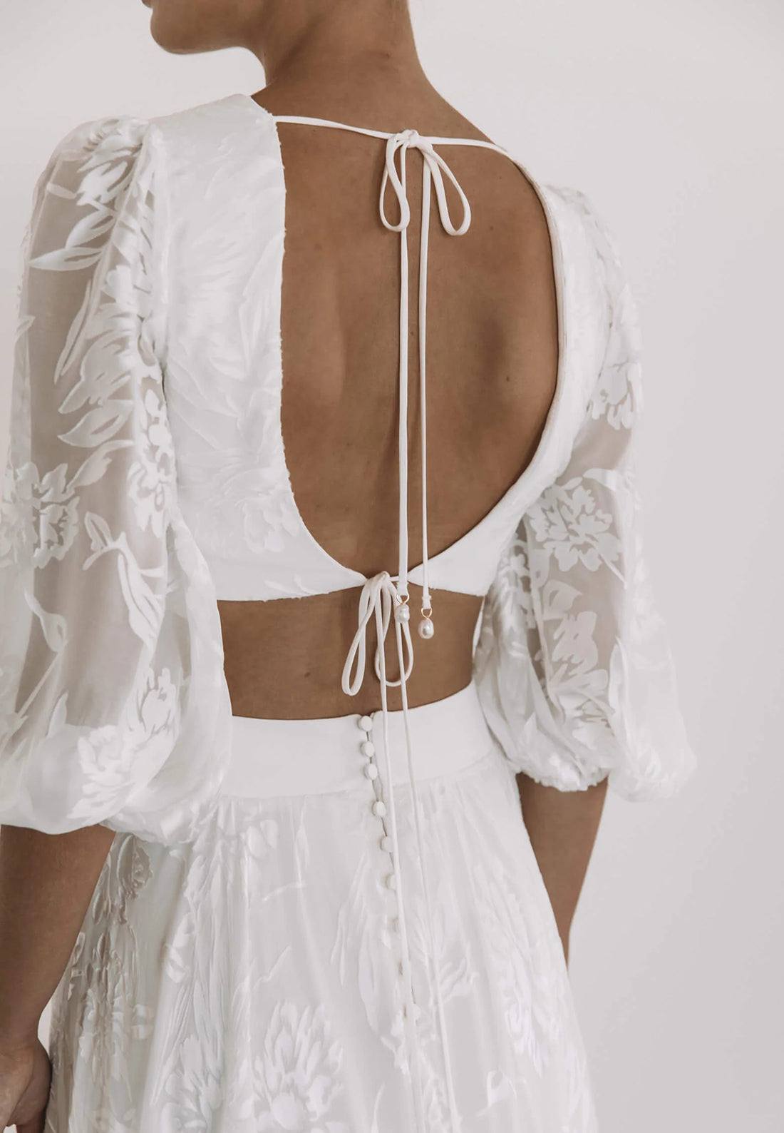 Two Piece Long Sleeves Appliques A-Line Beach Wedding Dress