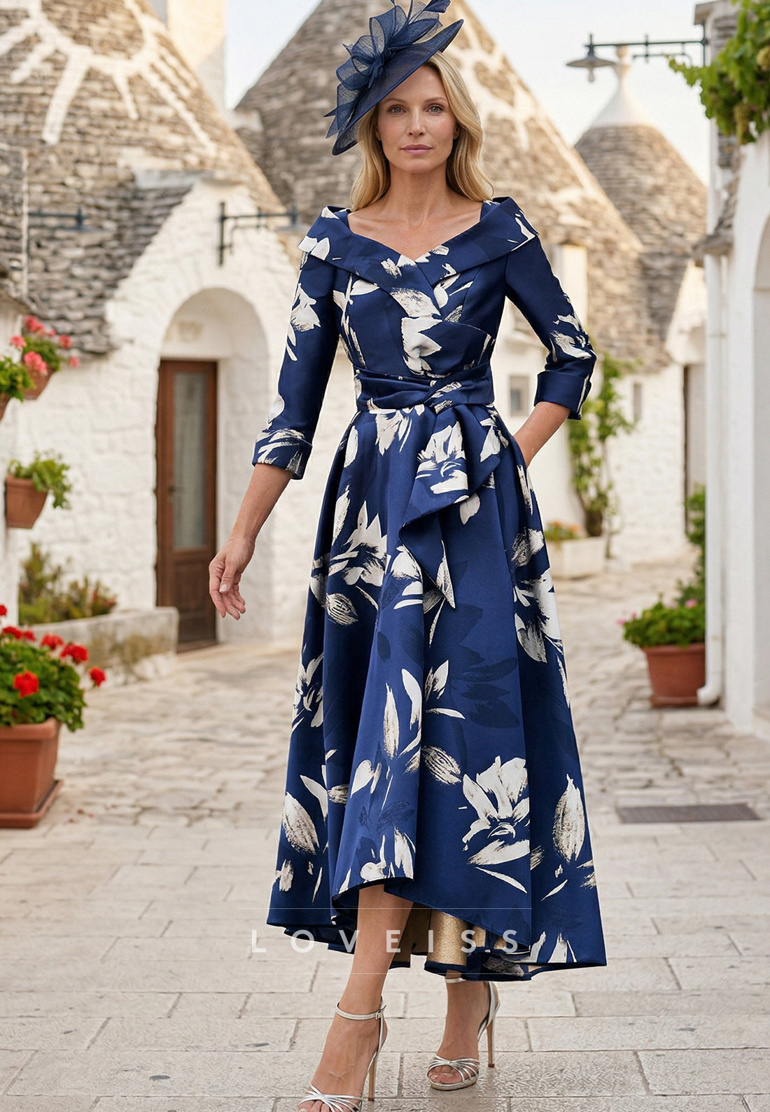 blue floral mother of bride dress High Neck Long Sleeves Pleated Sleek A-Line – Loveiss Color:Slate* Straps Sleeves Strappy Cutout Sexy Dress YGroup_sateencliodhnamididress