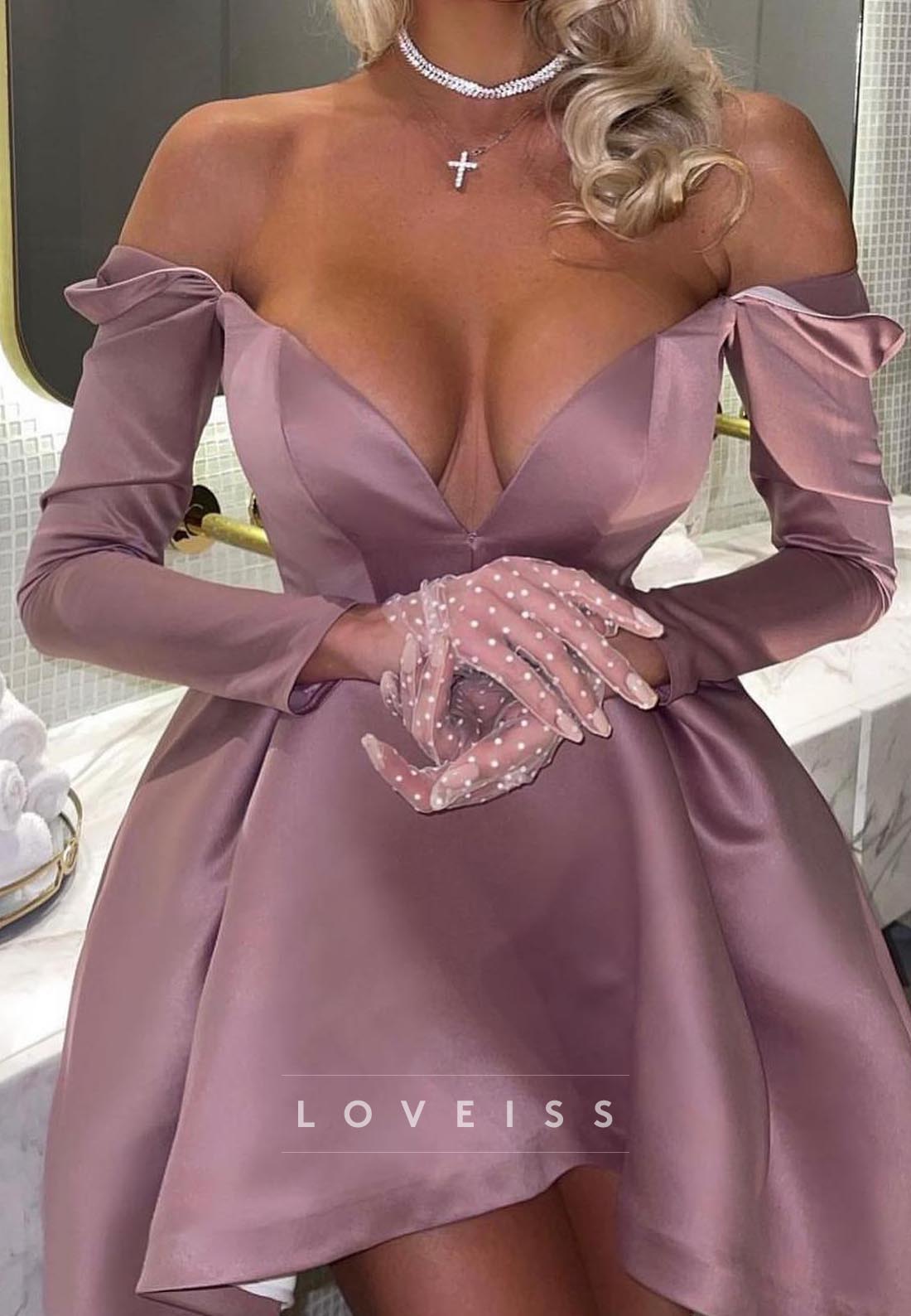 V-Neck Long Sleeves Short A-Line Sexy Paty Dress