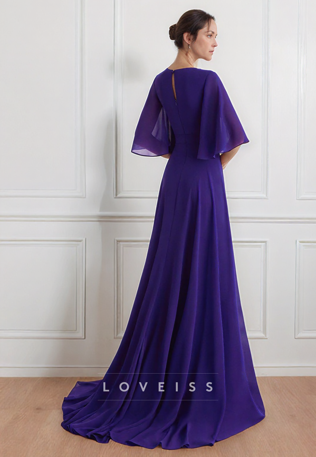 V-Neck Short Sleeves Jumpsuit Mother of Bride Dress