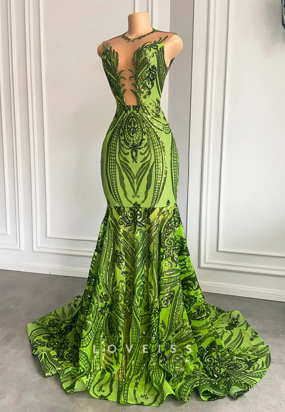 V-Neck Sleeveless Appliques Pleated Mermaid Prom Dress for Black Girls