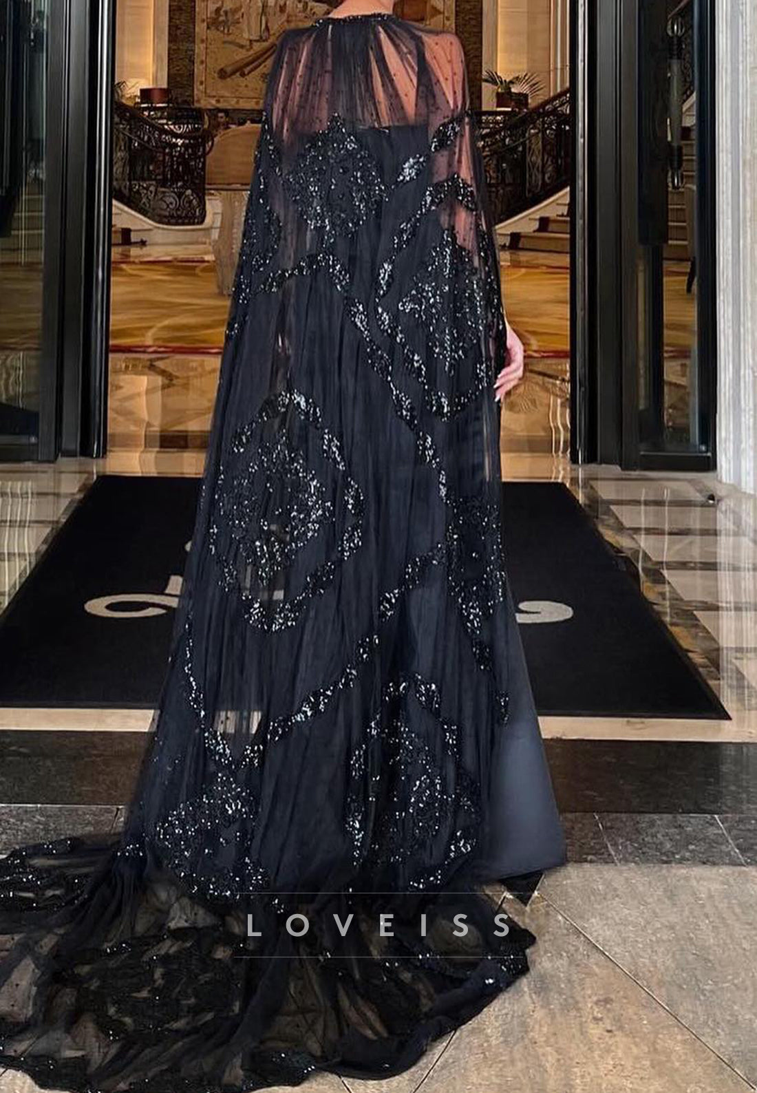 V-Neck Sleeveless Appliques Sleek Satin Mermaid Evening Dress