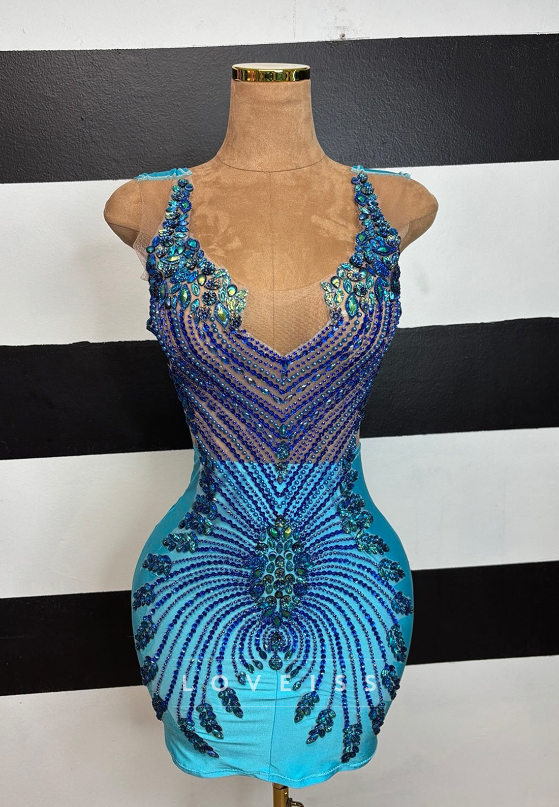 V-Neck Sleeveless Beaded Sheath Homecoming Dress