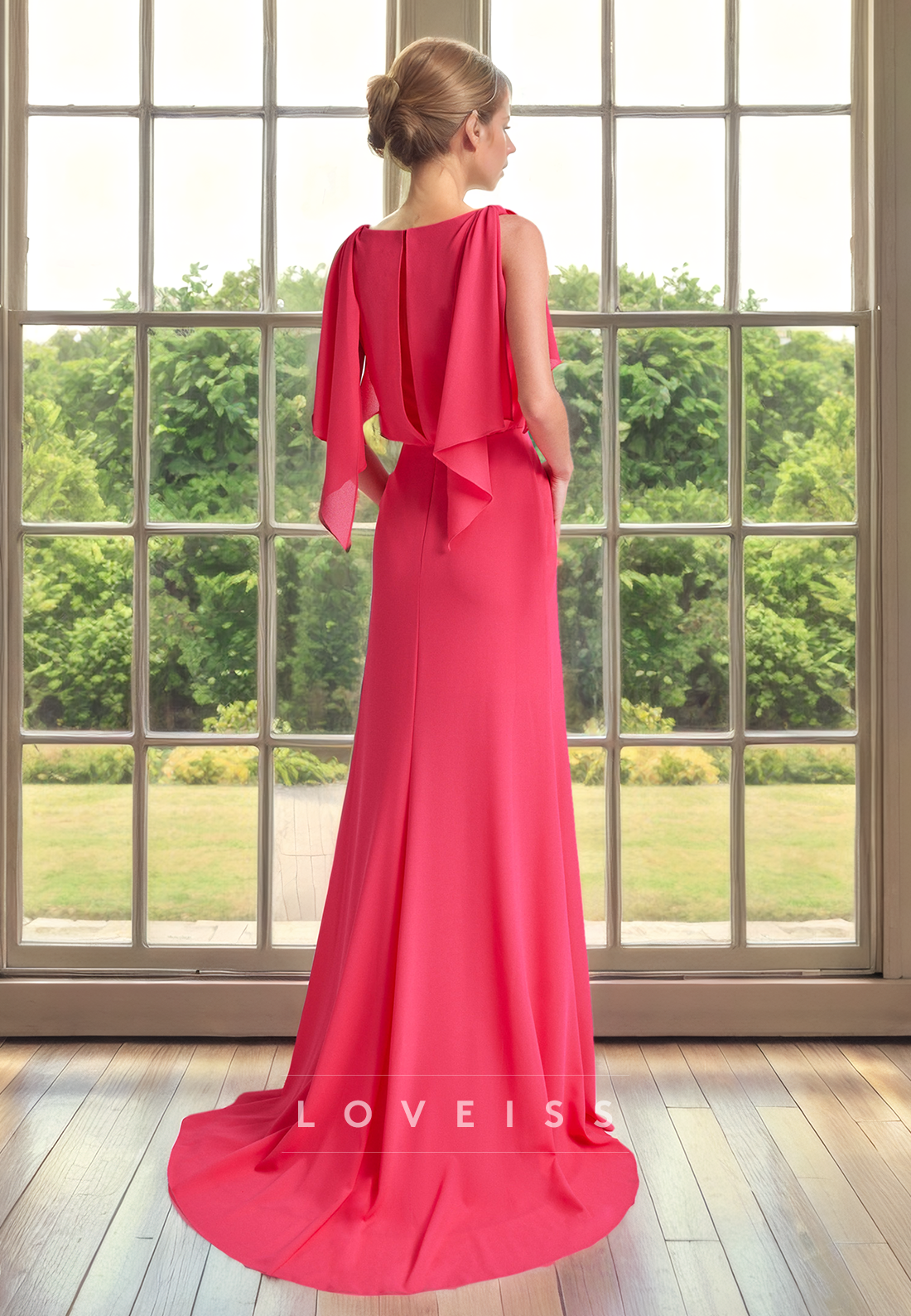 V-Neck Sleeveless Chiffon Long Mother of Bride Dress Cocktail Dress
