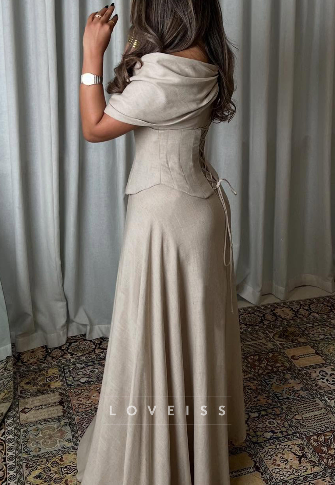 V-Neck Sleeveless Corset Sleek Sheath Formal Dress