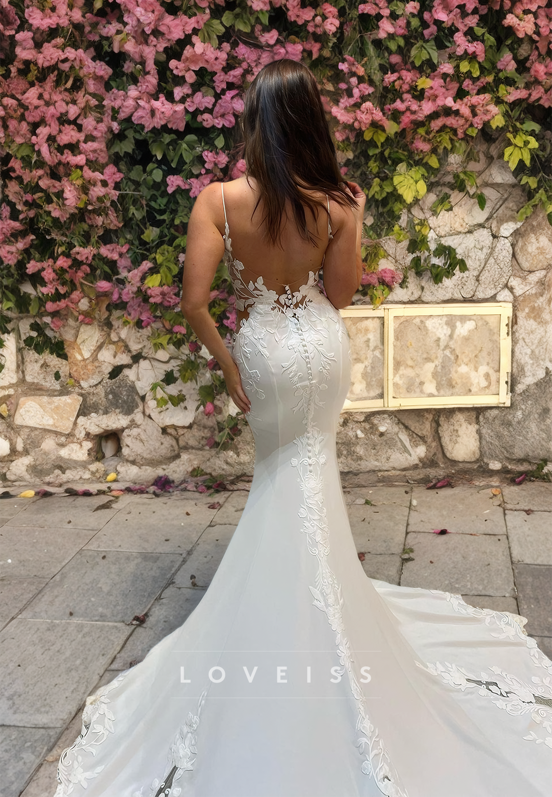 V-Neck Sleeveless Lace Appliques Mermaid Prom Dress