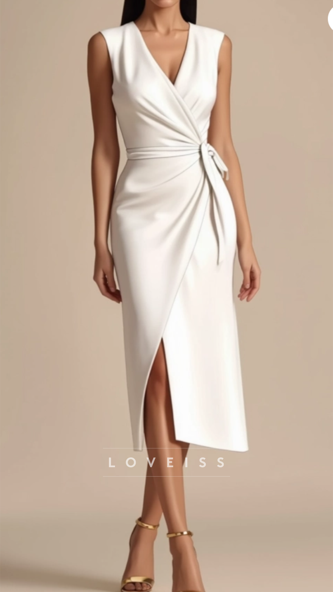 V-Neck Sleeveless Sheath Wedding Guest Dress