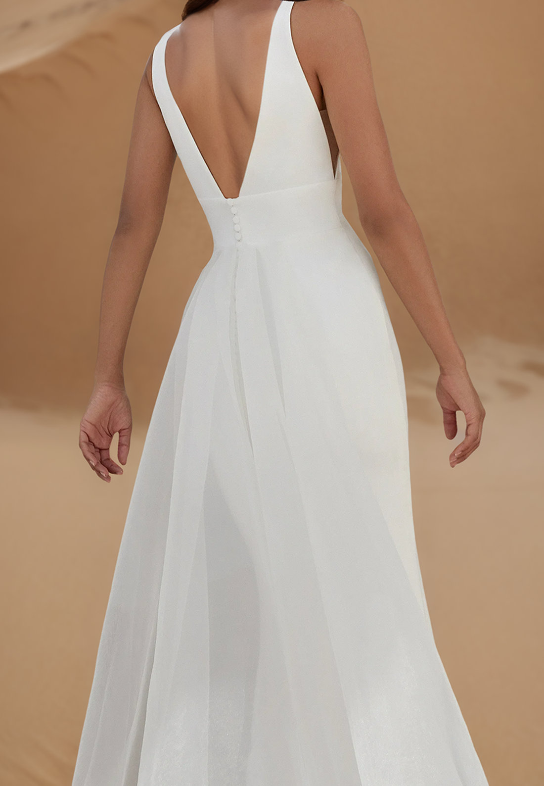 V-Neck Sleeveless Sleek Mermaid Beach Wedding Dress