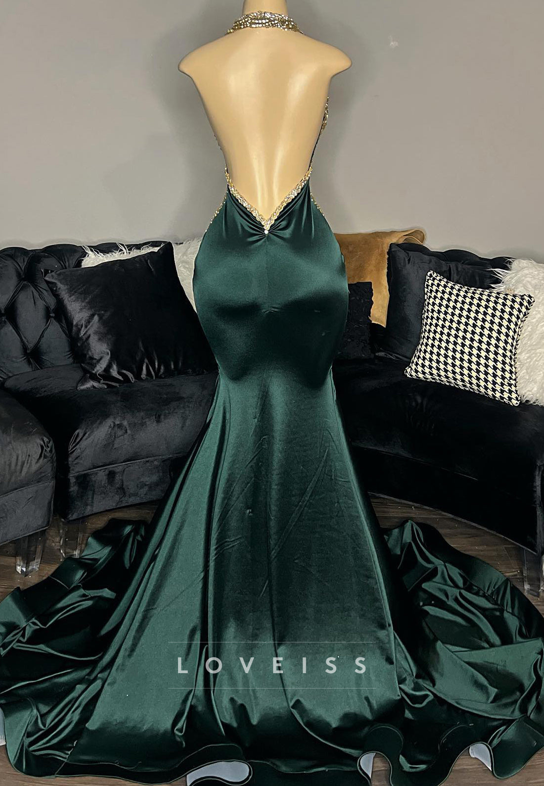 V-Neck Sleeveless Sleek Mermaid Prom Dress for Black Girls