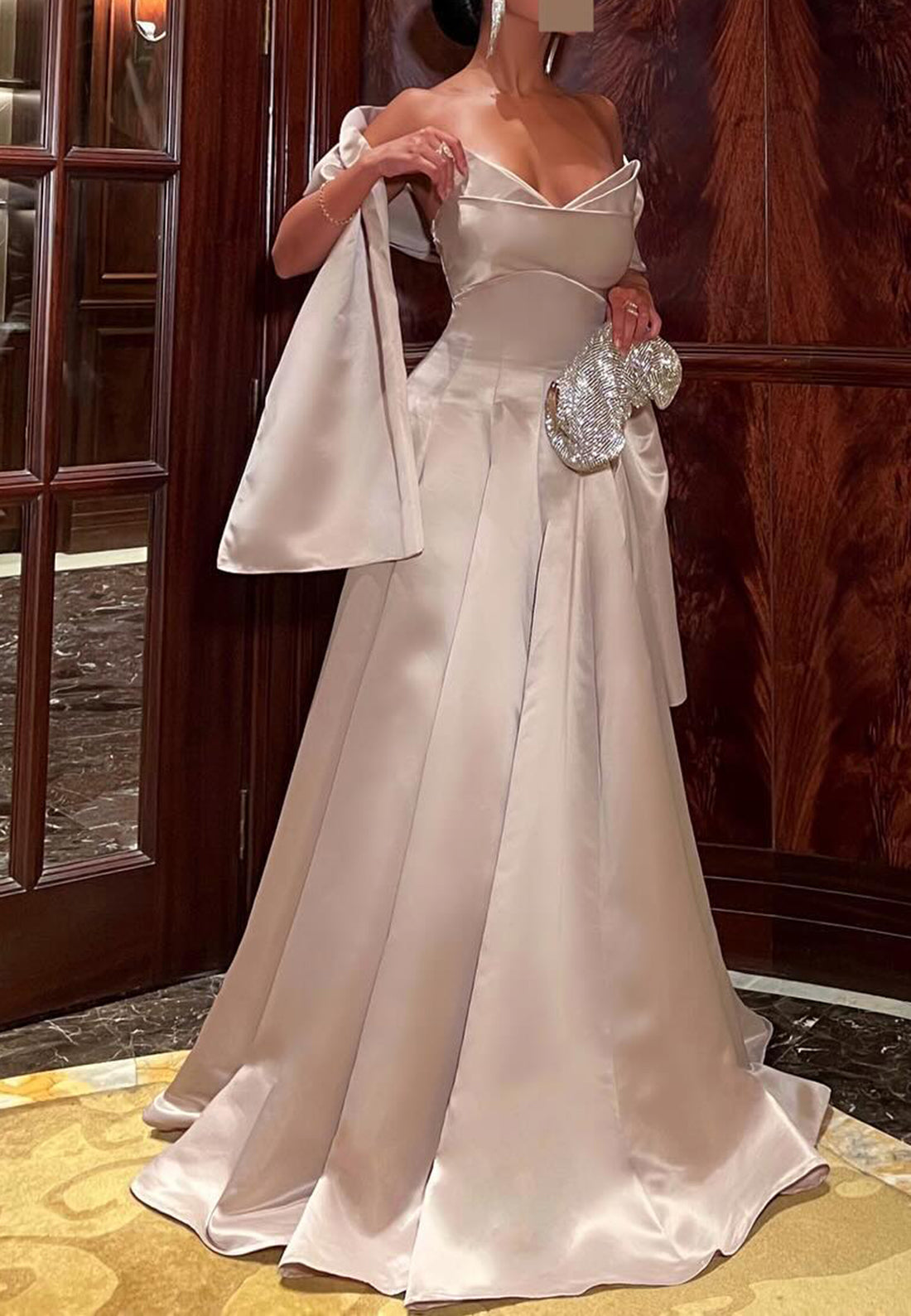 V-Neck Sleeveless Sleek Pleated A-Line Satin Formal Dress