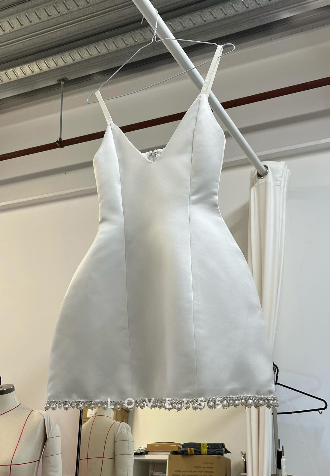 V-Neck Spaghetti Straps A-Line Short Wedding Dress