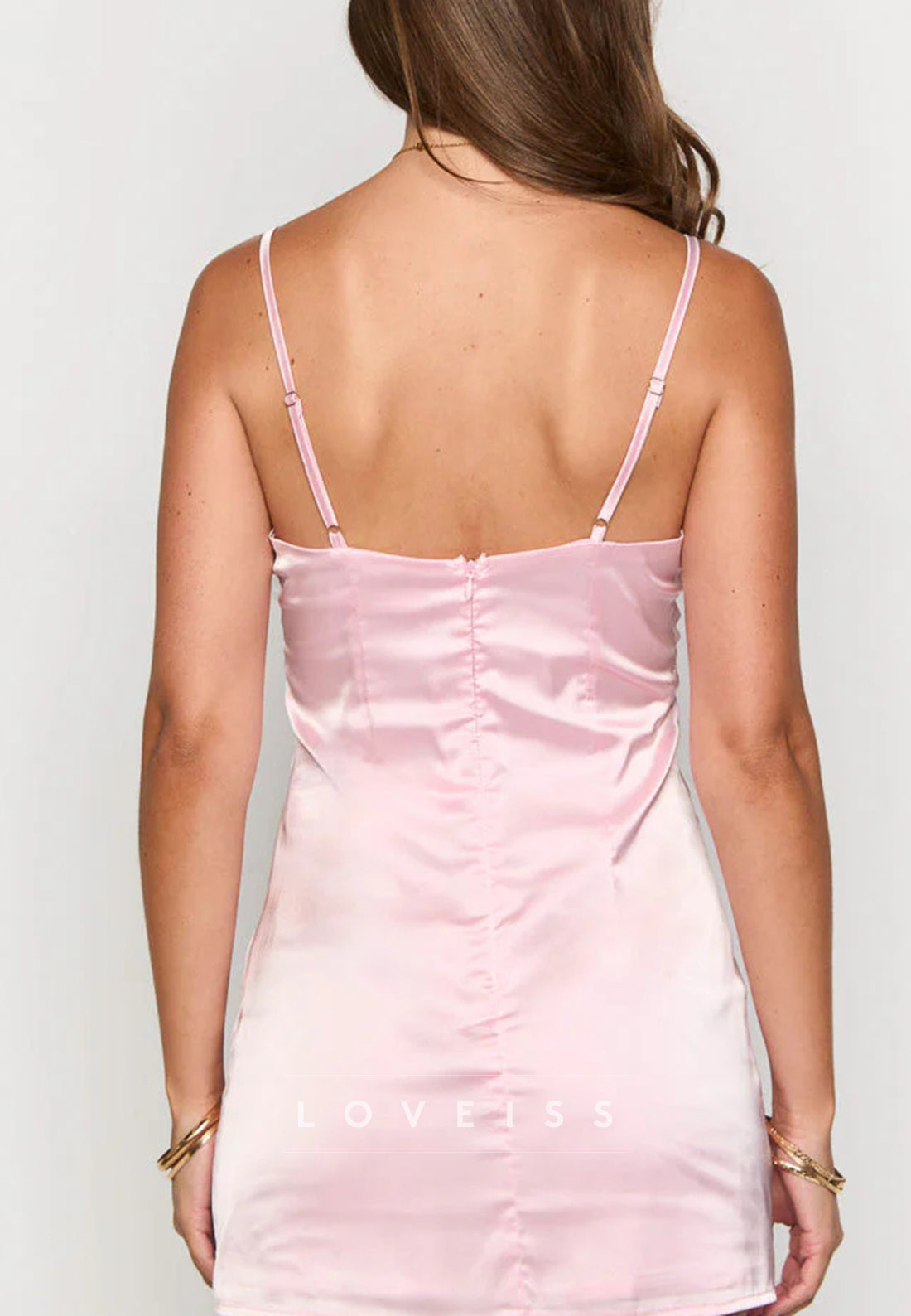V-Neck Spaghetti Straps Sleek A-Line Party Homecoming Dress