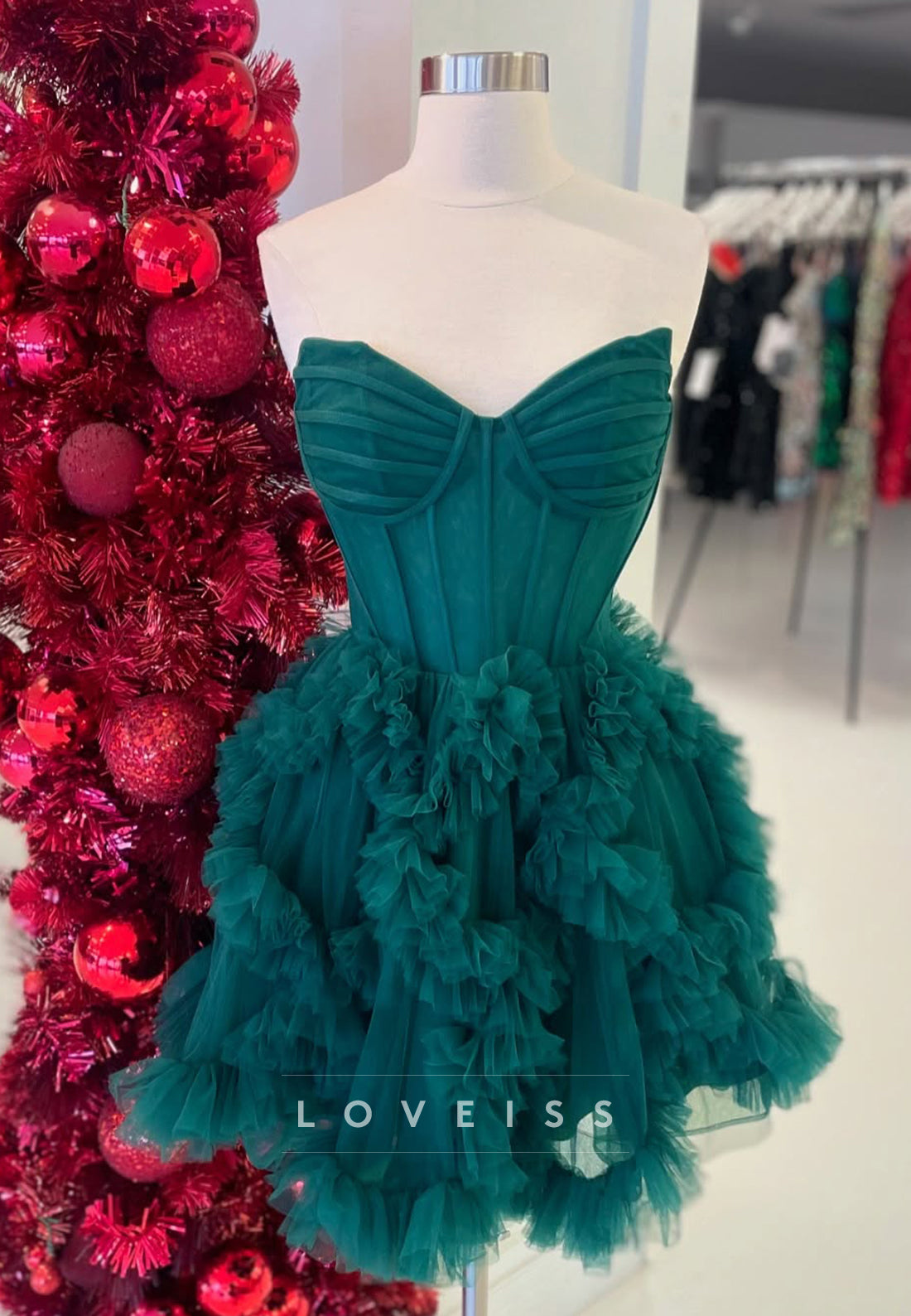 V-Neck Strapless Ball Gown Party Homecoming Dress
