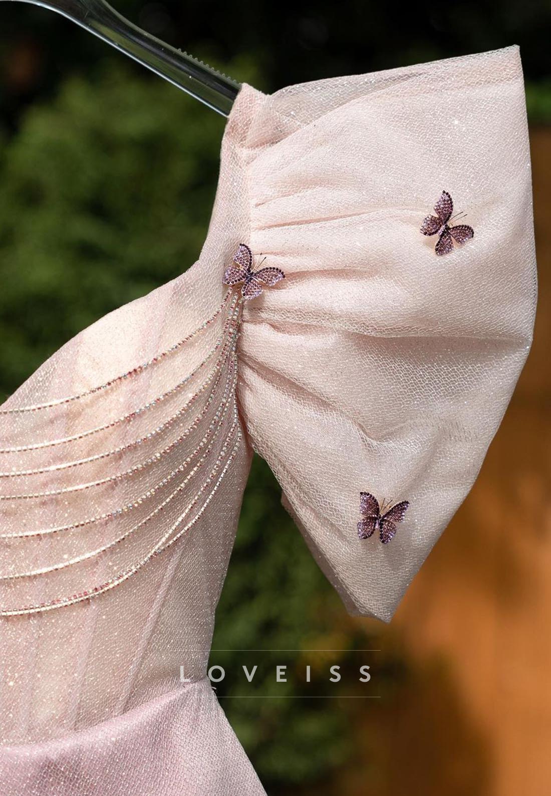 V-Neck Puff Sleeves Sheath Short Party Homecoming Dress