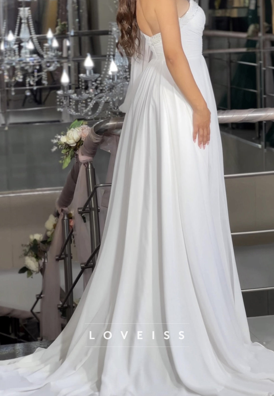 One Shoulder Sleeveless Pleated Beaded A-Line Prom Dress