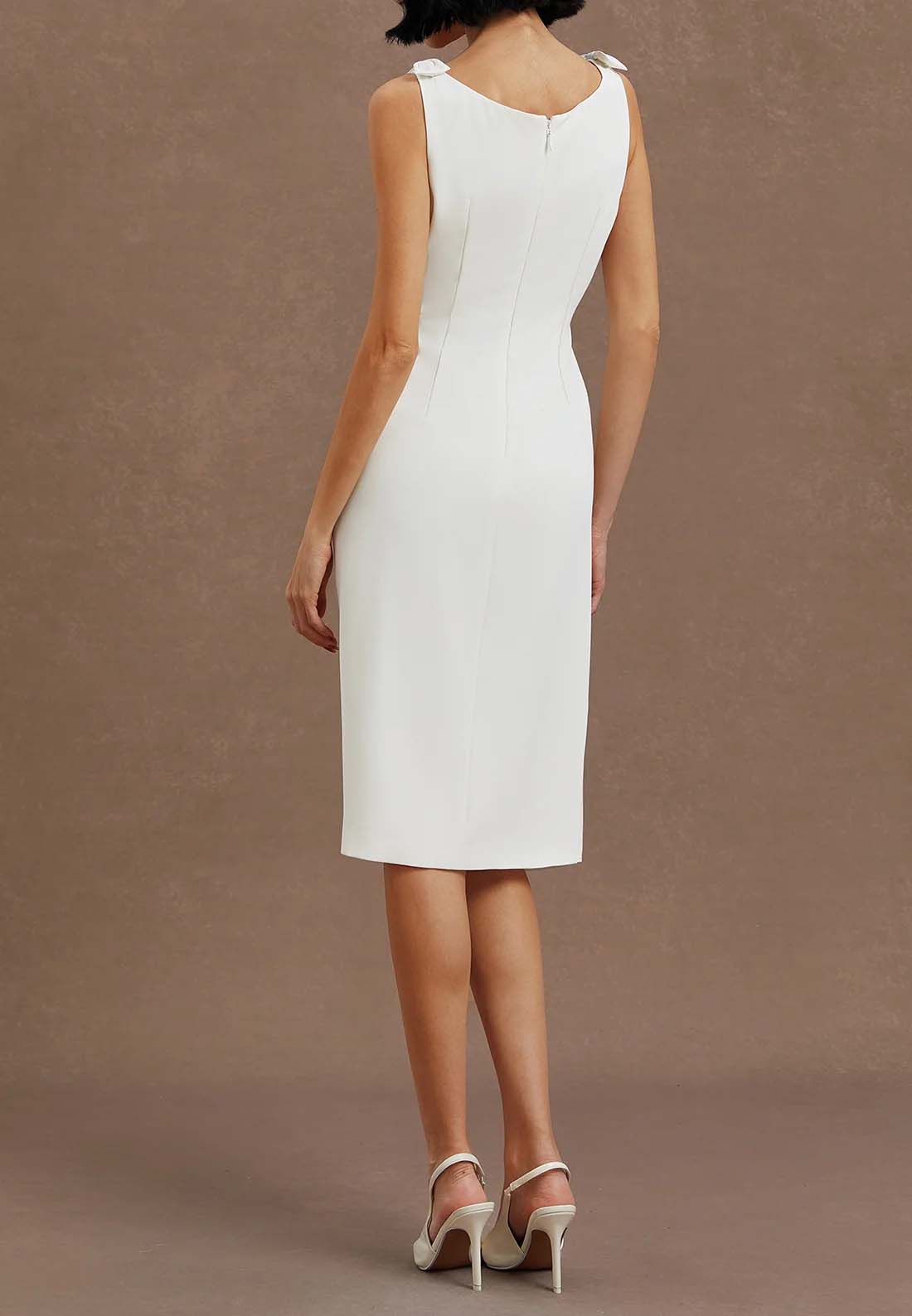 White Rhinestone Crew Neck Ruffled Sheath Two-piece Dresses