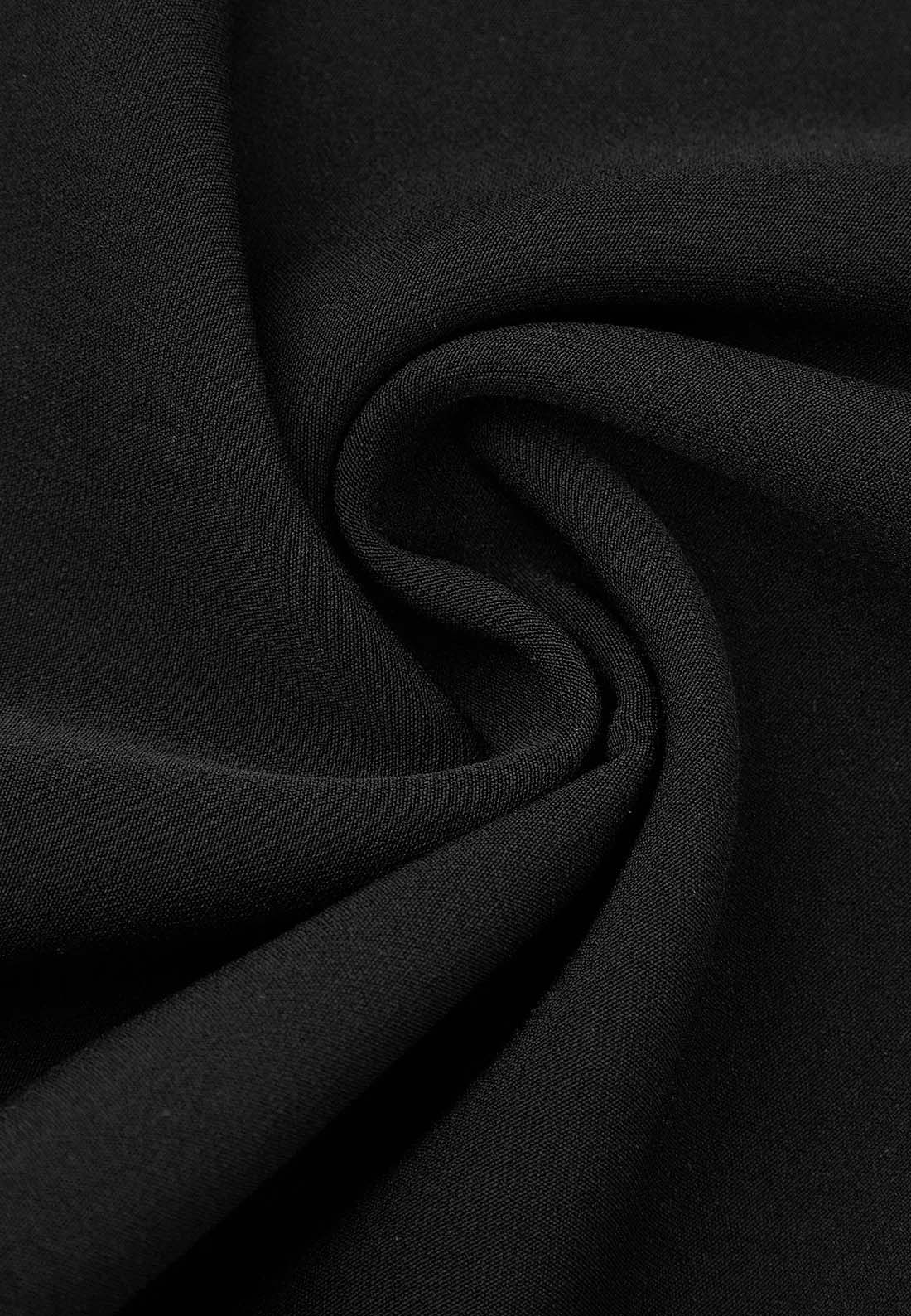 Women Black Asymmetrical Rheinstone Wide-Leg Jumpsuit