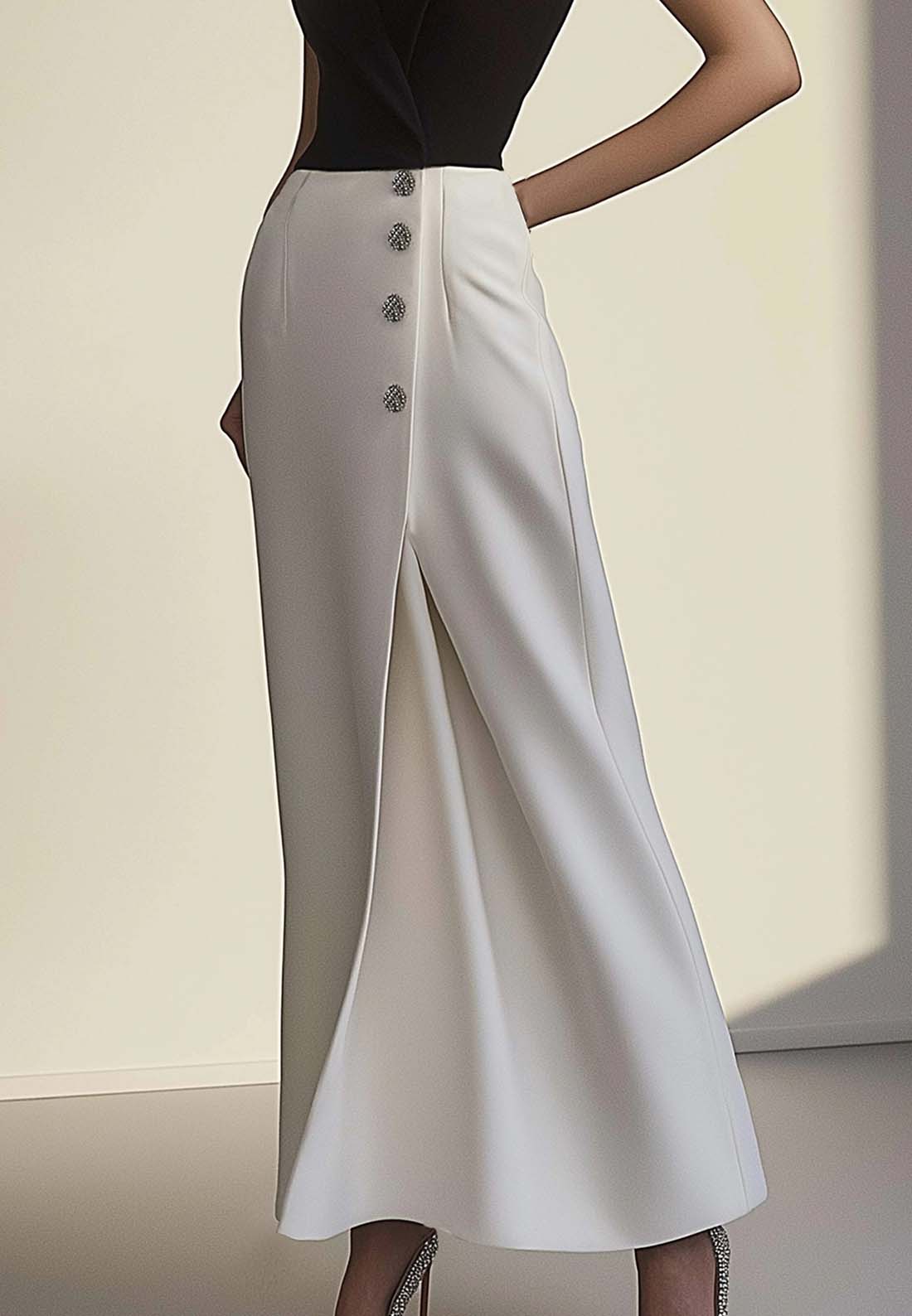 Work Semi-Formal Dress Black and White Lapel V-Neck Maxi Dress