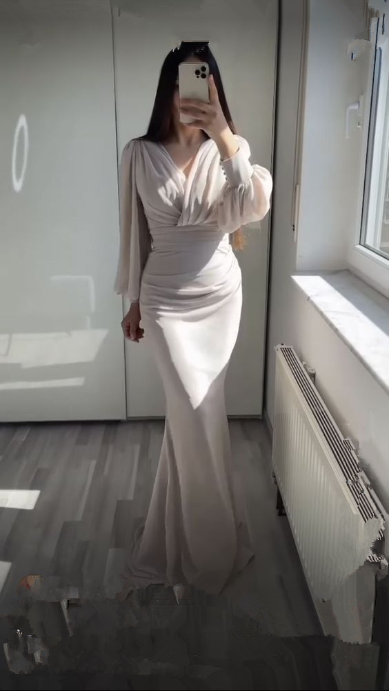 Vintage Mermaid Prom Dress Modest Evening Dress
