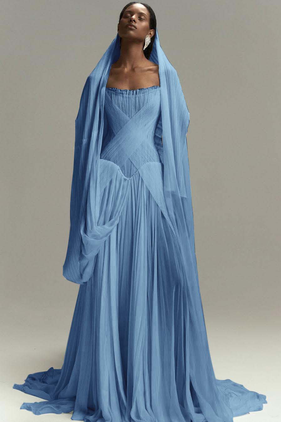 Lussooy Purple Simple Split Mermaid Strapless Prom Dress