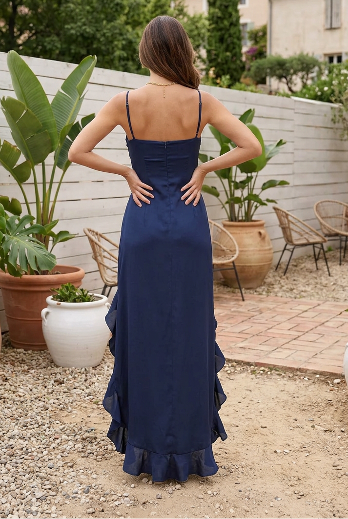 Ruffled High Slit Maxi Dress